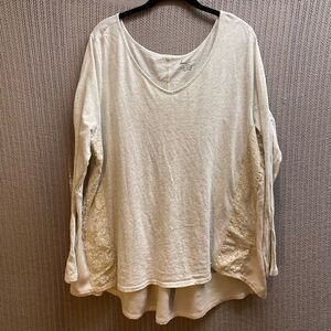 Lane Bryant cream and heather gray with glitter And lace top/20